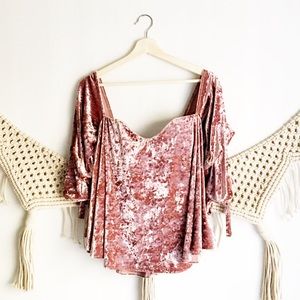 Do + Be Pink Velvet Off the Shoulder Top